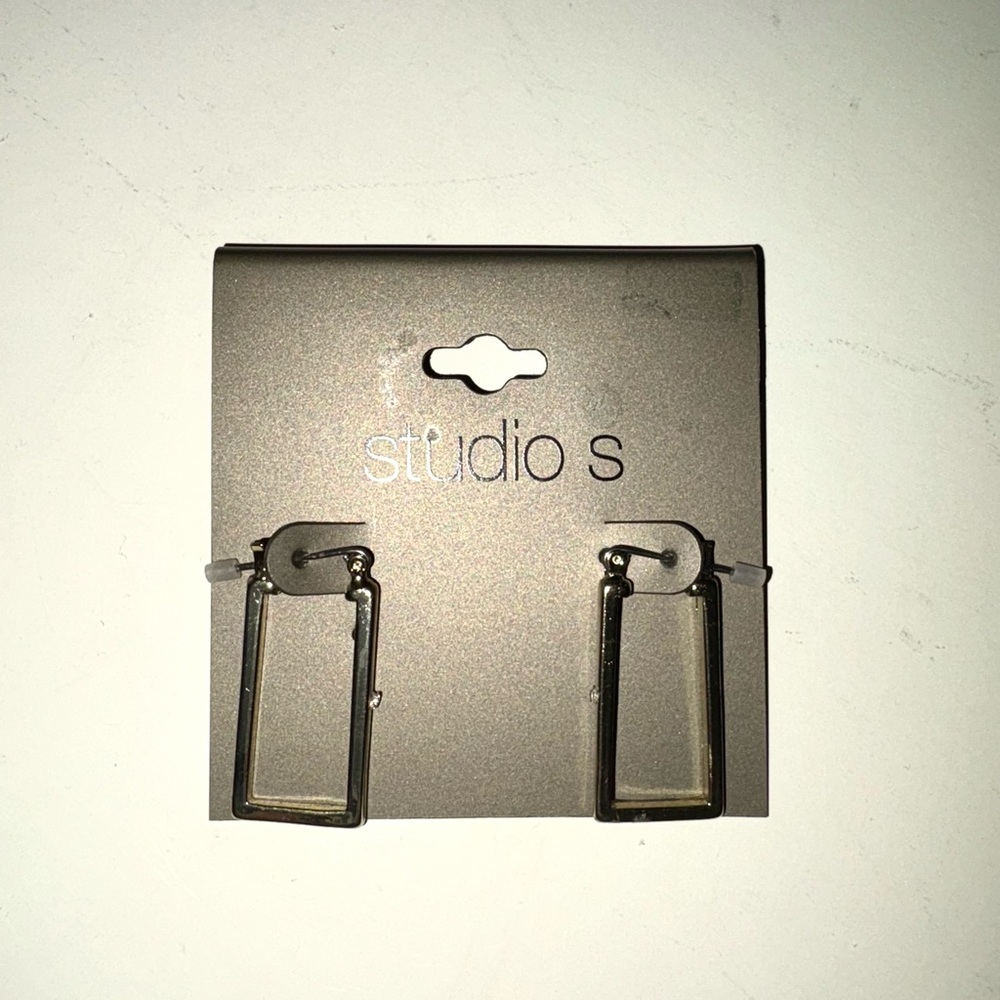 Studio S Silver Rectangular Earrings